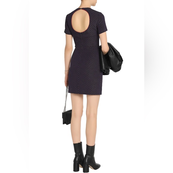NWOT Sandro Paris Size 1 Navy and Red Embroidered Cutout jacquard mini dress - Picture 14 of 16